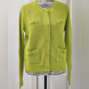 CAbi Bright Green Textured Cardigan